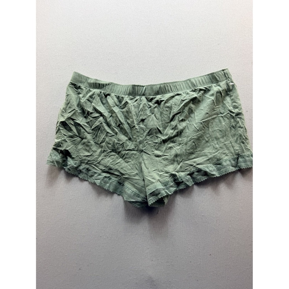 Primark Sleep Shorts Womens 10/12 Green Good Organic Cotton Lace Trim 16522 - Picture 2 of 8